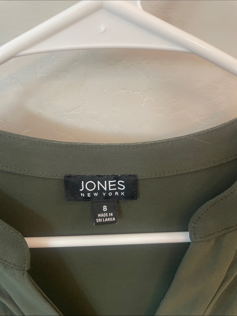 Jones New York Olive Green V-Neck Midi Dress with Tie Waist - Picture 2 of 3